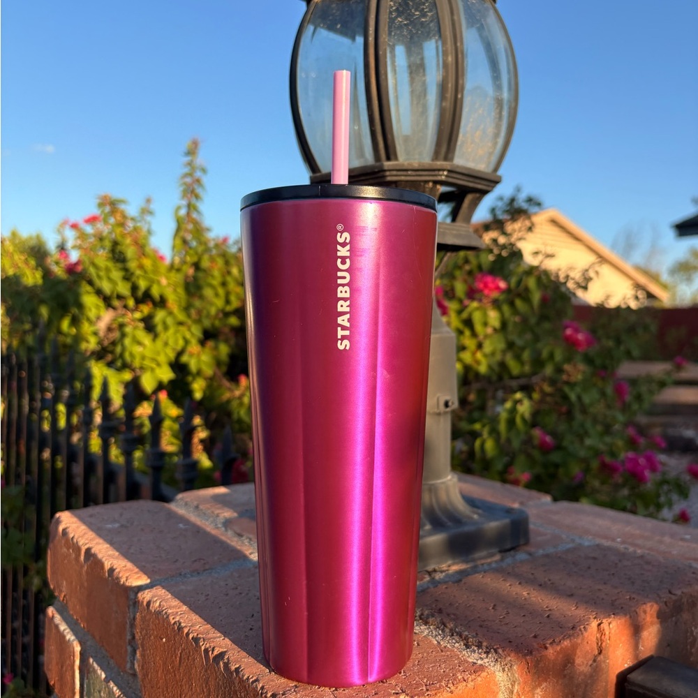 Starbucks Metallic Pink Tumbler with Straw